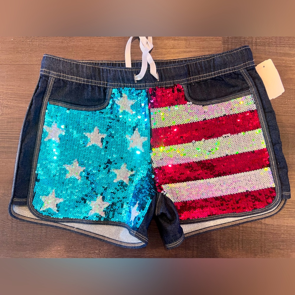 Juicy Couture Sequin Flag Shorts NWT